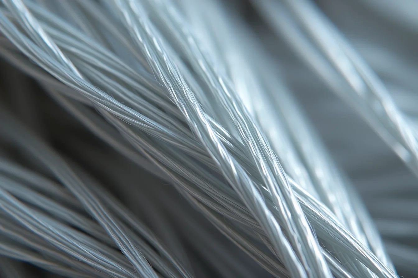 Macro di filato tecnico argentato al microscopio