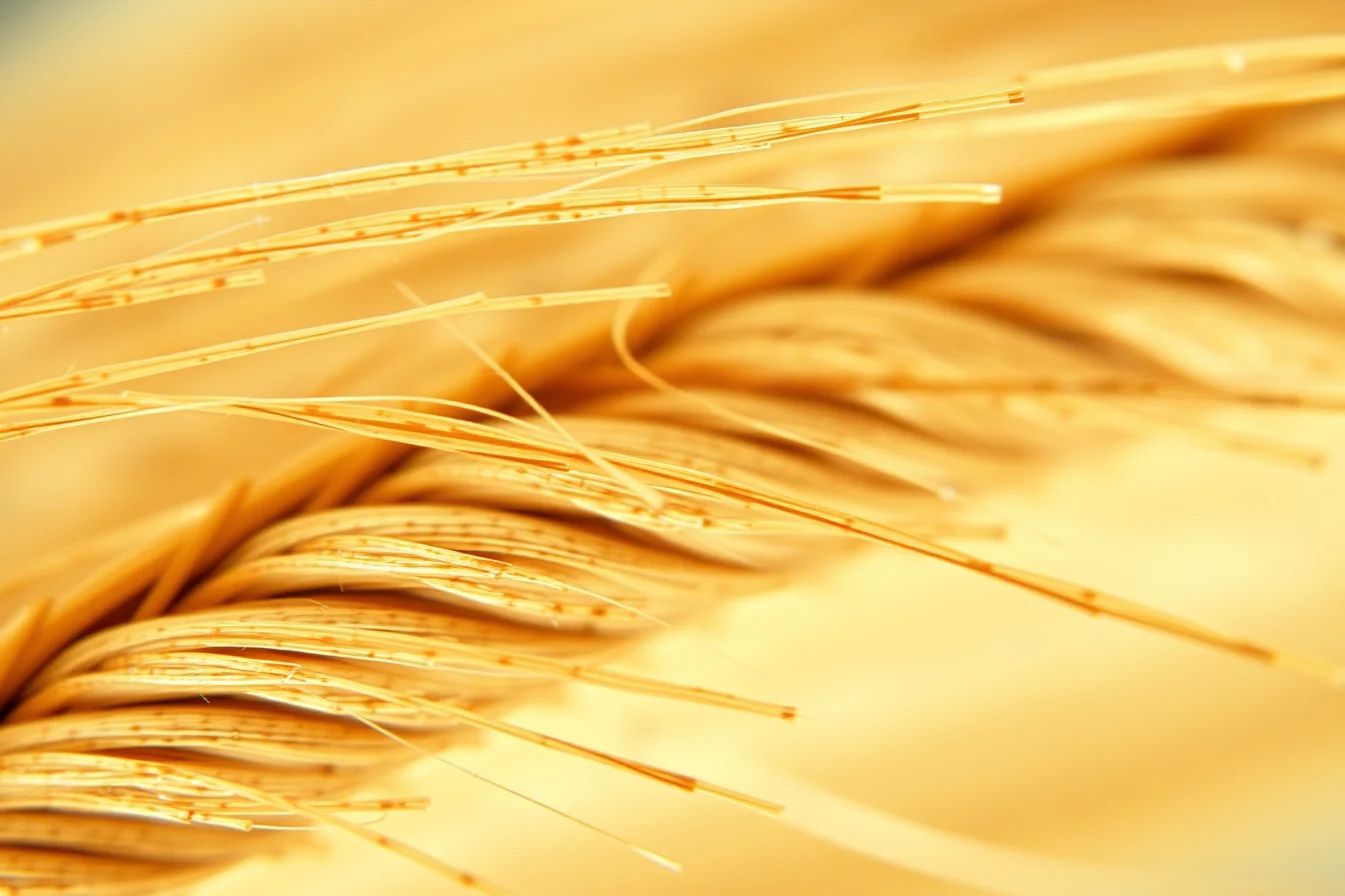 Macro di fibra di lino naturale al microscopio